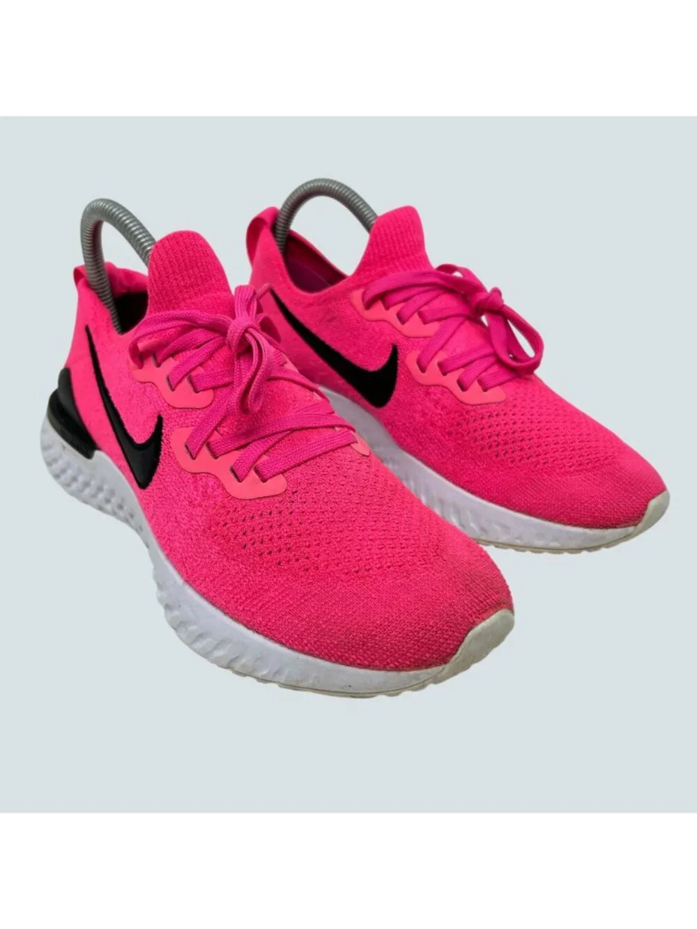 Nike Womens Epic React Flyknit Running Shoes Pink/Black US 7.5